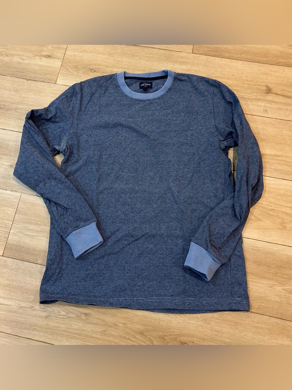 Noah Nyc Blue Stripe Shirt Heavy 100% Cotton Medium M Great Piece! Long Sleeve